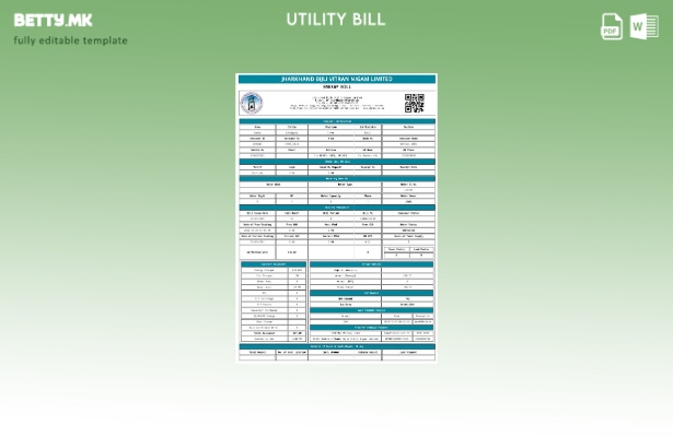 модерен стил Индија Jharkhand BijliI Vitran Nigm LTD. шаблон за збор за сметки з